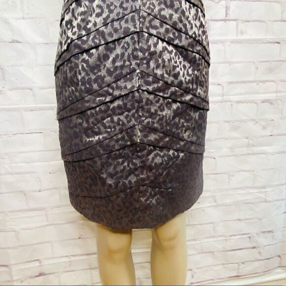 Adrianna Papell Leopard New with Tag Metallic Print Sheath Night Out Dress - Picture 3 of 12